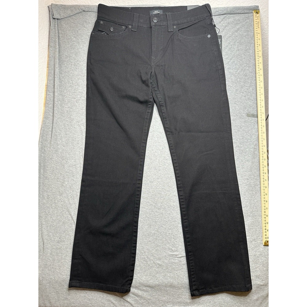 True Religion Ricky Relaxed Straight Mens Black Body Rinse Denim Jeans 34x32 NEW